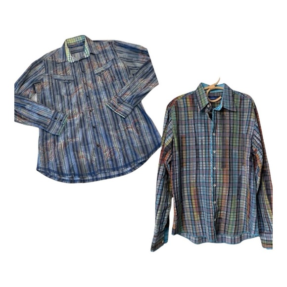 Georg Roth Los Angeles Designer Snap Button Flip Cuffs Mens Shirts Size Large - Picture 1 of 14